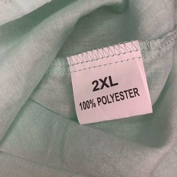 Mint Green Cottagecore Swiss Dot Long Sleeve Peasant Blouse - Picture 3 of 5